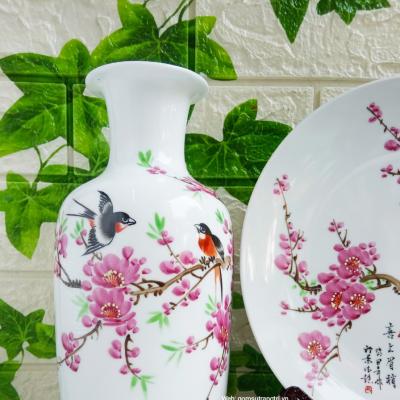 BỘ BÌNH ĐĨA VẼ TAY HỌA TIẾT ÉN BÁO XUÂN VỀ